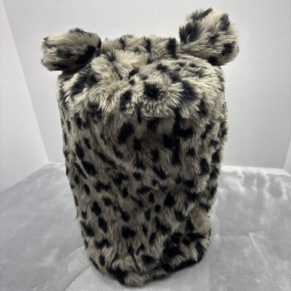 Claires fluffy snow leopard faux-fur balaclava hood